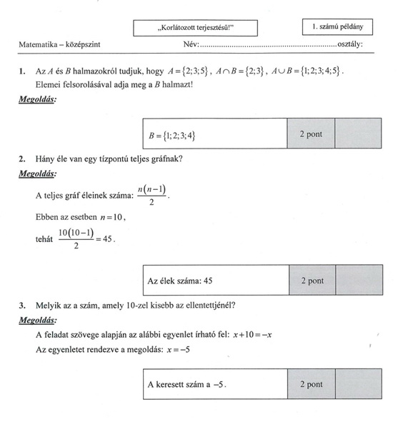 Matematika érettségi 2022 feladatok, megoldások Érettségi 2024